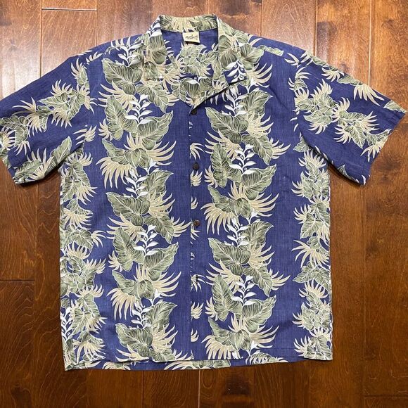 Royal Creations Vintage Hawaiian Casual Blue Green Button Front Shirt Men's XL - Picture 3 of 8
